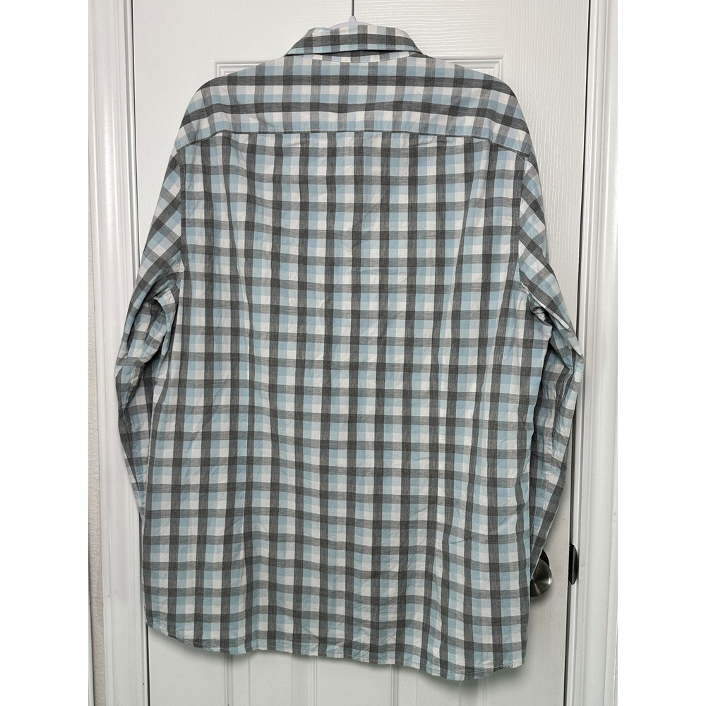 Kenneth Cole New York Plaid Button Down Shirt Men's XXL Blue Gray Long Sleeve - Picture 3 of 10
